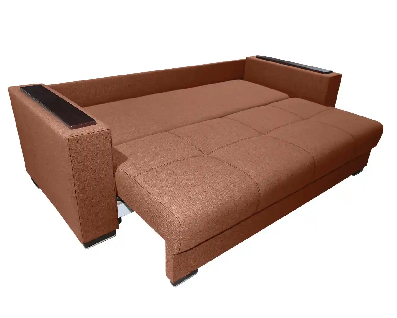 set living canapea extensibila cu lada si 2 fotolii fixe culoare caramiziu [4]