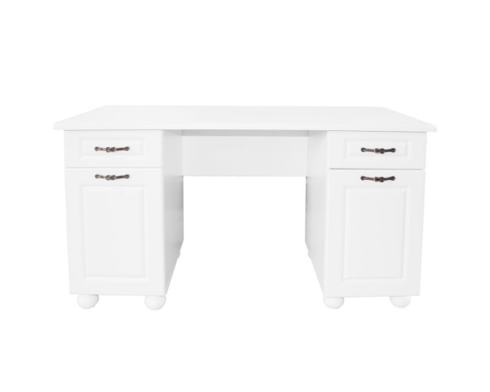 set mobilier birou dinasty alb cu biblioteca si dulapuri mdf infoliat [5]