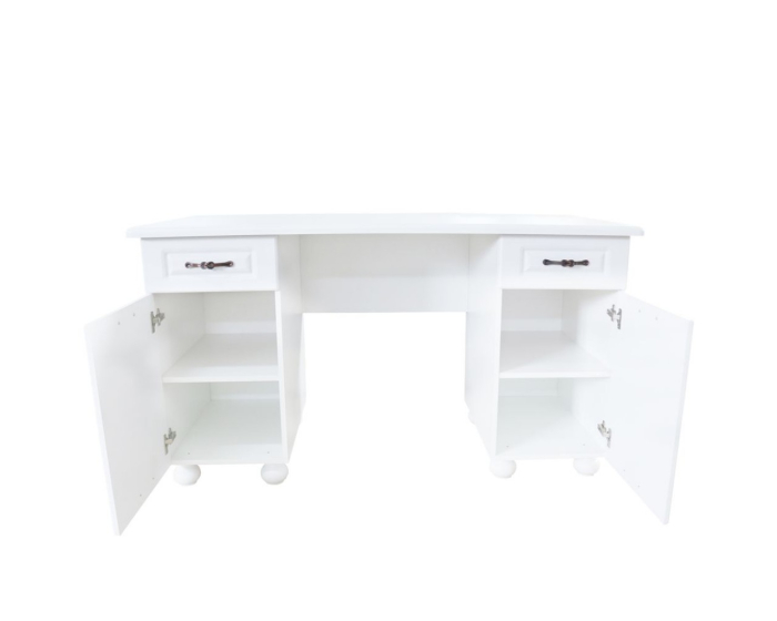 set mobilier birou dinasty alb cu biblioteca si dulapuri mdf infoliat [3]