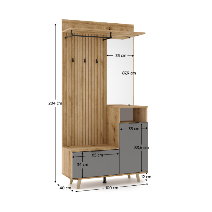 Set mobilier hol NODRI stejar evoke grafit [2]