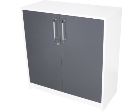 Comode birou si casetiere - comoda-birou-alb-gri-2-usi-depozitare-office