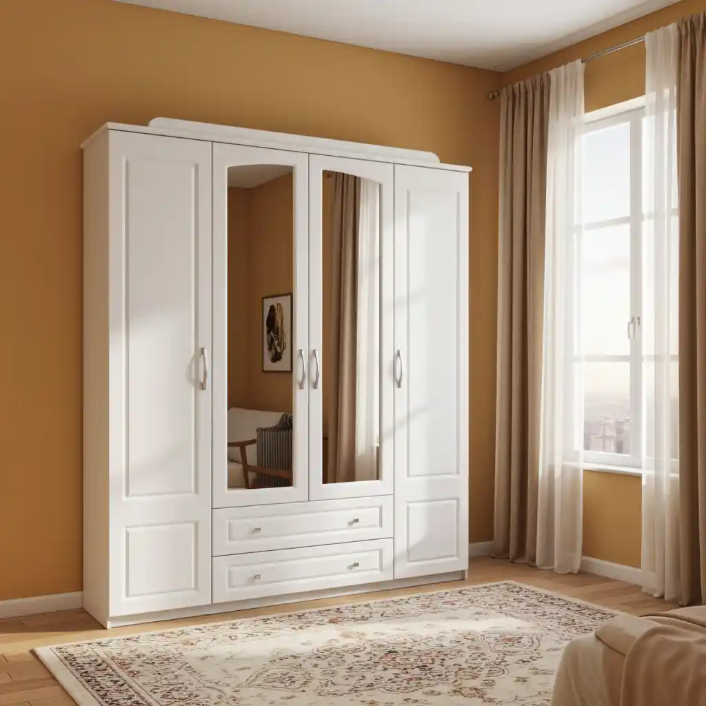 Dulap Sara 4 uși 2 sertare alb MDF – Mobila Ghencea [3]