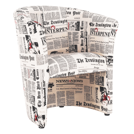 Scaune de bar - fotoliu-cafenea-cuba-textil-motiv-ziare-office-horeca