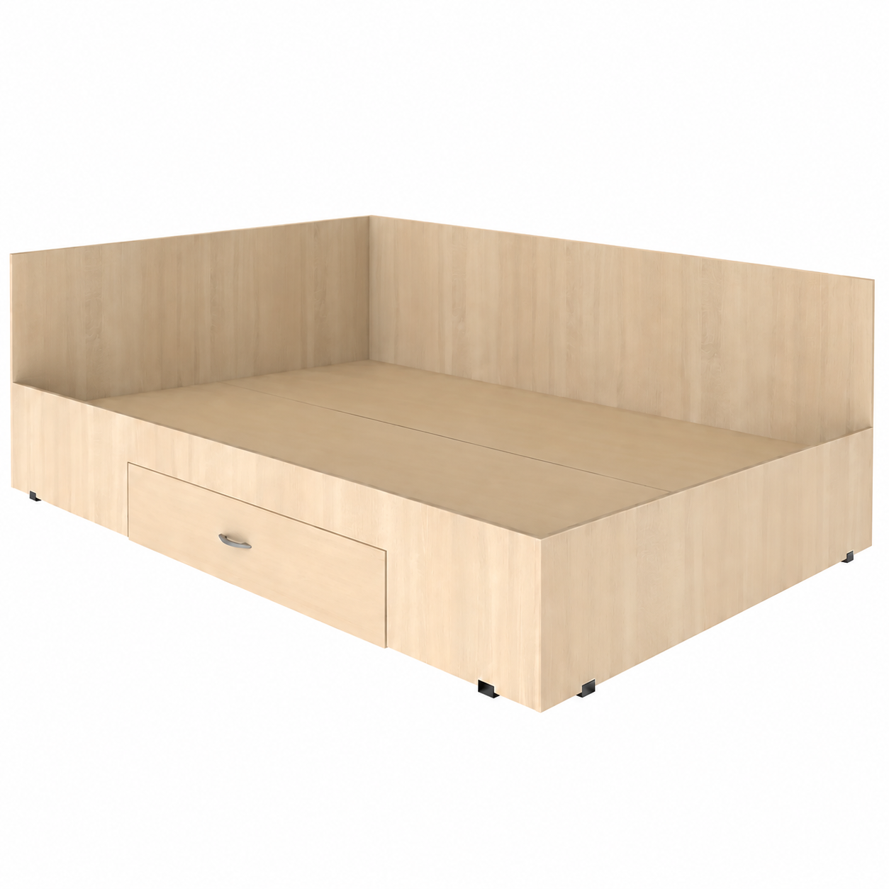 Paturi din PAL și MDF - Pat de colț cu peretar și sertar 120x200 cm – Stejar Sonoma