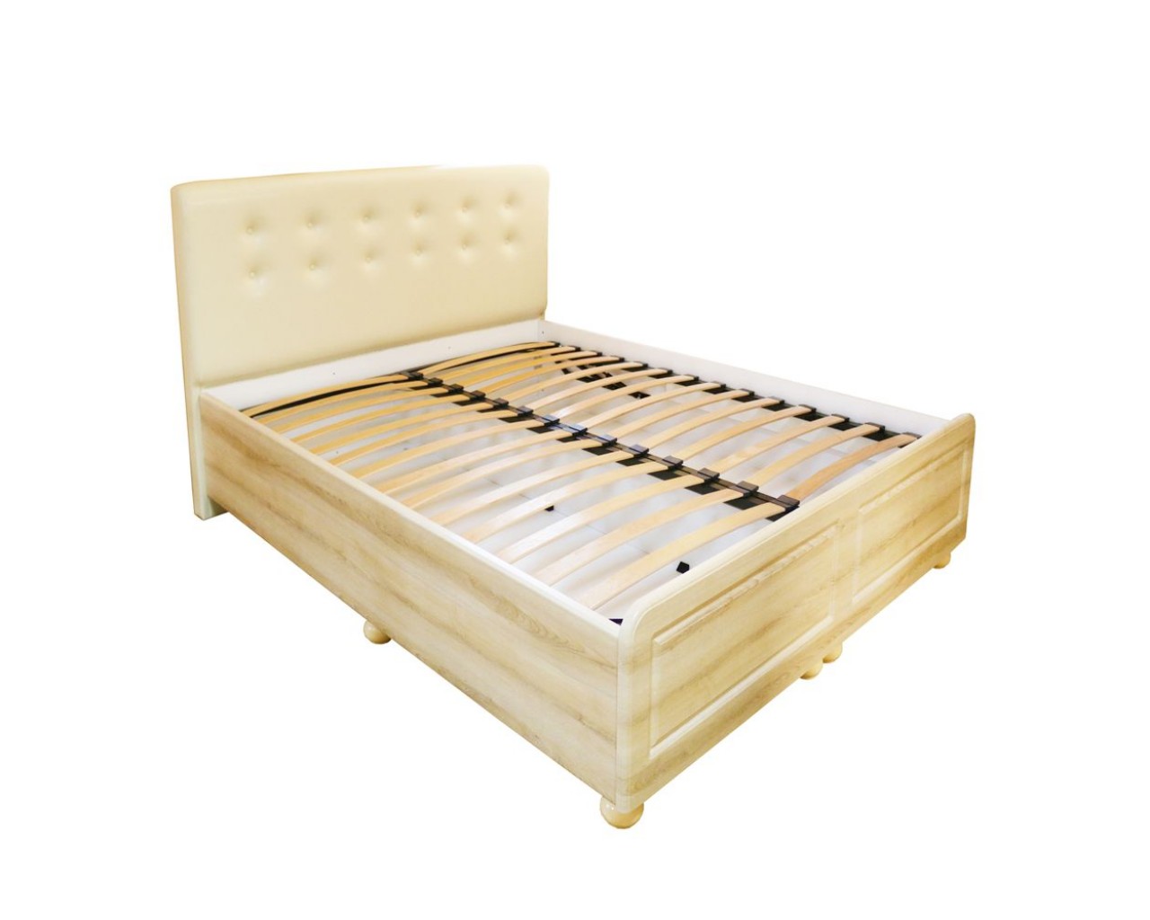 Paturi si noptiere - Pat matrimonial 140 × 200 cm cu tăblie tapițată și ladă – Sonoma