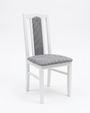 Scaune de bucatarie - Scaun de bucătărie Vlad din lemn alb cu stofă gri