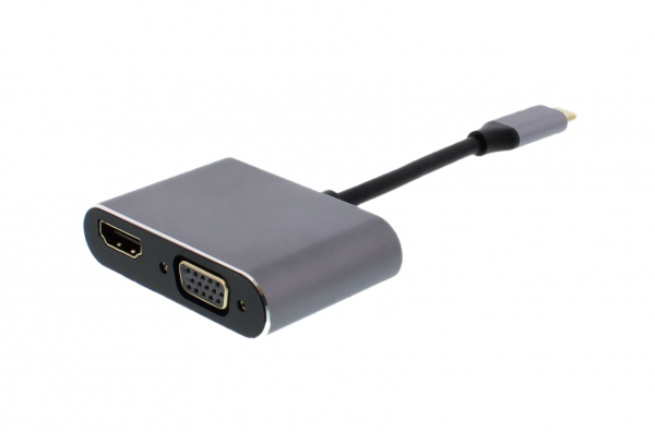 Adaptor USB-C 3.1 - HDMI 4K 30Hz si VGA 1080p 60Hz, Well [1]