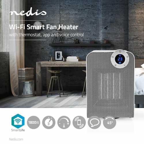 Aeroterma Nedis, Smart Wi-Fi, Termostat, 1800W, alb [2]