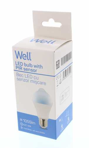 Bec cu LED cu senzor PIR A60 12W lumina rece Well [2]