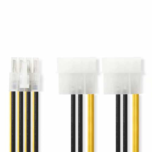 Cablu de alimentare intern EPS 8-pini tata - 2x Molex tata Nedis, 0.15 m [1]
