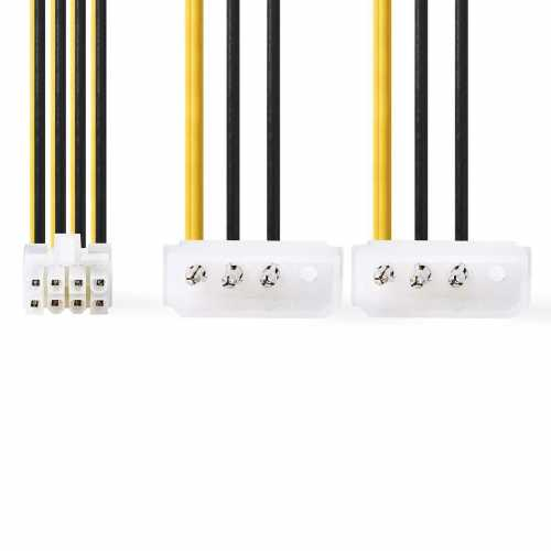 Cablu de alimentare intern EPS 8-pini tata - 2x Molex tata Nedis, 0.15 m [2]