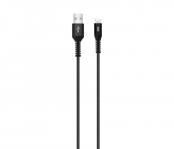 Cablu de date si incarcare micro USB, 1m, Well, negru [1]
