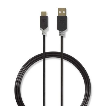Cablu USB-C 2.0 tata - USB A tata 1m antracit, Nedis [1]