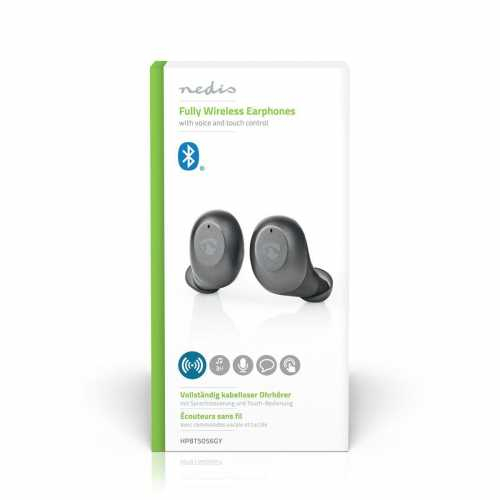 Casti Bluetooth In-Ear Nedis, redare pana la 3 ore, control vocal, carcasa de incarcare, gri [14]