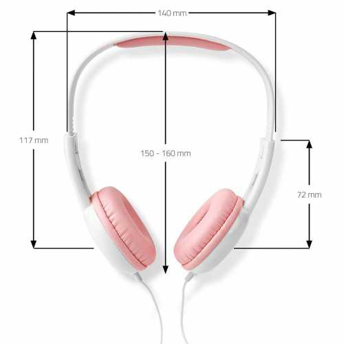 Casti cu fir On-Ear Nedis, cablu rotund, 1.2m, roz / alb [13]