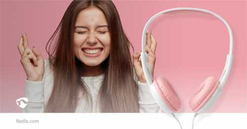 Casti cu fir On-Ear Nedis, cablu rotund, 1.2m, roz / alb [14]