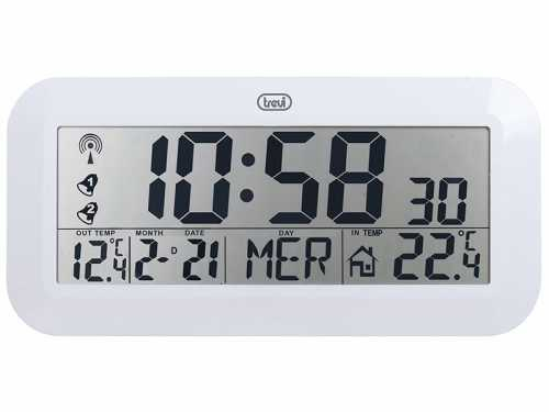 Ceas de perete digital OM 3520 D, 42cm, temperatura, calendar, alb, Trevi [2]