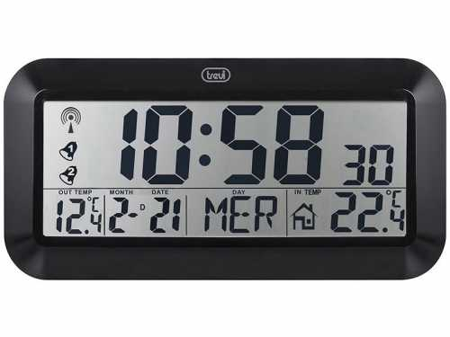 Ceas de perete digital OM 3528 D, 42cm, temperatura, calendar, negru, Trevi [2]