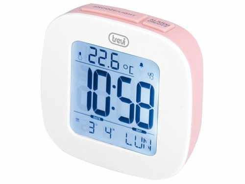 Ceas desteptator cu LCD SLD 3860, termometru, calendar, roz, Trevi [1]