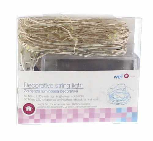 Ghirlanda  luminoasa decorativa 50 micro LED-uri albe cu luminozitate ridicata lumina alb cristal WELL [3]
