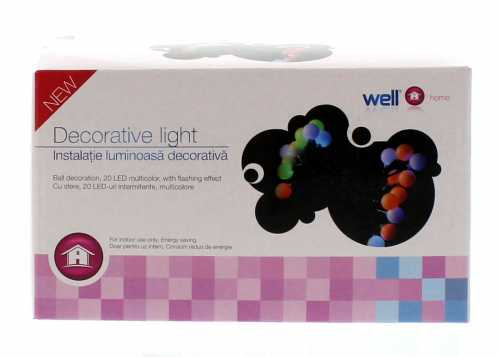 Ghirlanda luminoasa decorativa cu sfere 20 LED-uri multicolor culoare cablu verde, WELL [2]