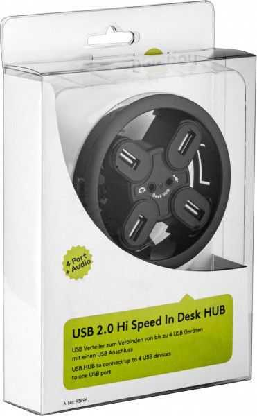 HUB USB 2.0 4 porturi + iesiri audio montabil in birou, Goobay [2]