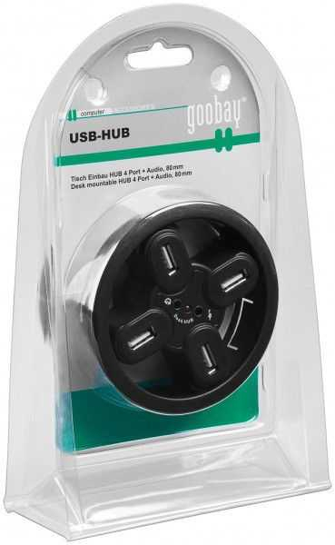 HUB USB 2.0 4 porturi + iesiri audio montabil in birou, Goobay [3]