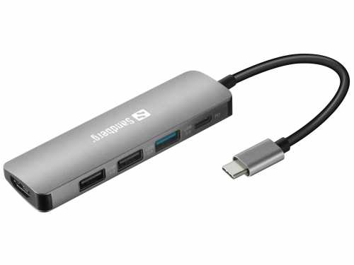 HUB USB-C - HDMI+3xUSB+PD Sandberg 136-32, 100W [1]