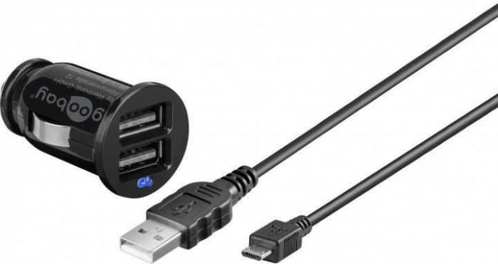 KFZ SET micro-USB 2in1 2,1A 2xUSB 1,0m (schwarz)PL [1]