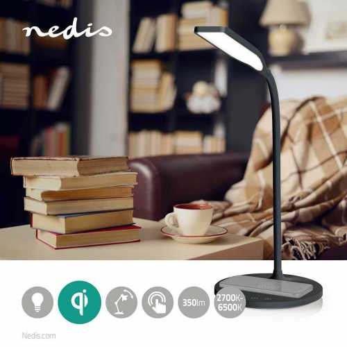 Lampa de birou LED Nedis, 2700-6500K, incarcator wireless 10W, negru [2]