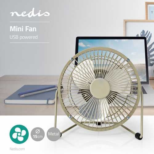 Mini ventilator din metal Nedis, diametru 15 cm, alimentat prin USB, gri [2]