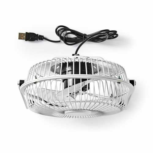 Mini ventilator Nedis, diametru 15 cm, alimentare USB, alb/metal [5]