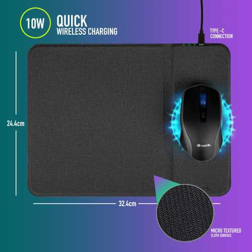 Mouse pad NGS Cruise Kit, functie incarcare wireless, 10W, negru [3]
