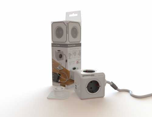 Prelungitor in forma de cub 4 prize, 2 USB, lungime cablu 1.5m gri, Allocacoc [2]