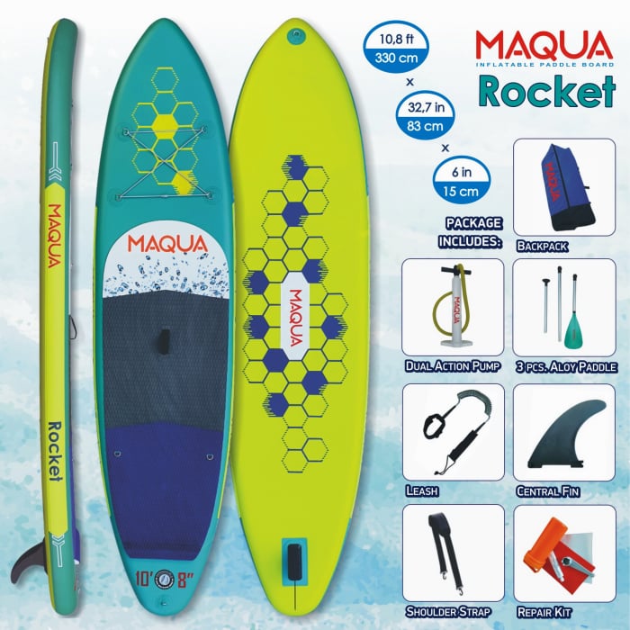 Set placa Paddelboard SUP, surf gonflabila Rocket, 330 cm x 83cm x 15cm MAQUA [2]