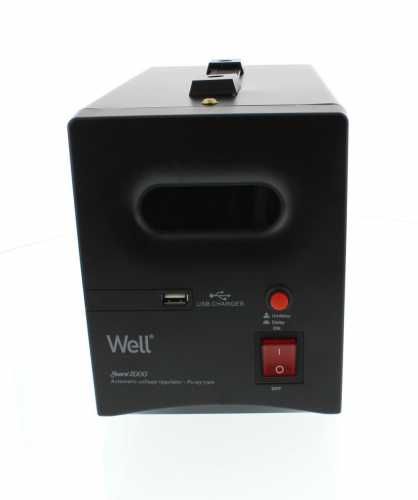 Stabilizator automat de tensiune cu releu 2000VA, negru Well [1]