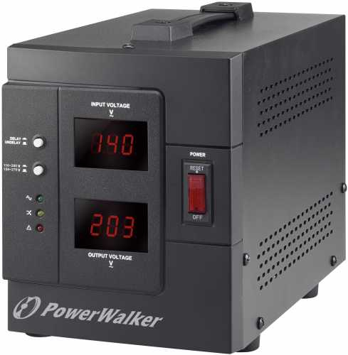 Stabilizator de tensiune 1500VA/1200W, iesire 2xShuko, protectie la supratensiune, PowerWalker [21]