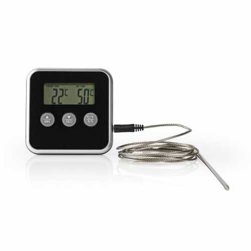 Termometru digital pentru carne Nedis, 0 - 250 °C, cronometru, negru [1]