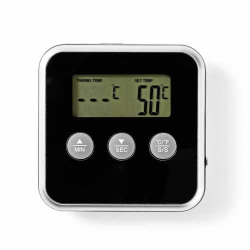 Termometru digital pentru carne Nedis, 0 - 250 °C, cronometru, negru [9]