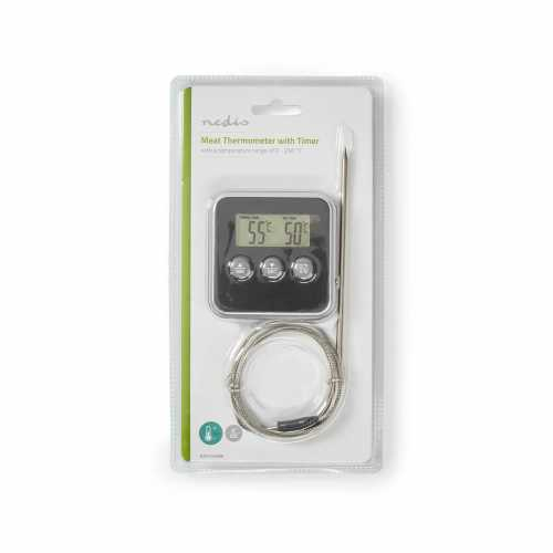 Termometru digital pentru carne Nedis, 0 - 250 °C, cronometru, negru [10]