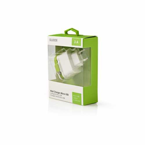 Wall Charger 3-Outputs 3 A 2x USB / Micro USB White/Green [3]