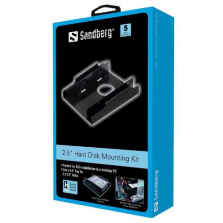 Adaptor montare HDD/SSD 2.5'' in bay de 3.5" Sandberg 135-90, negru [2]