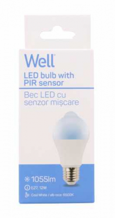 Bec cu LED cu senzor PIR A60 12W lumina rece Well [2]