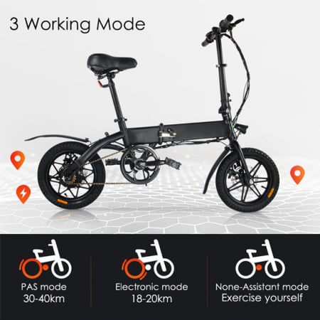 Bicicleta electrica pliabila, roti 14`` EB07, 3 viteze, 7.5 Ah,  Megawheels, Negru [1]