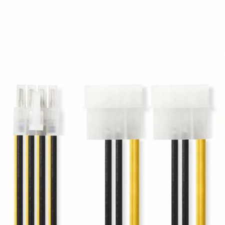 Cablu de alimentare intern EPS 8-pini tata - 2x Molex tata Nedis, 0.15 m [0]