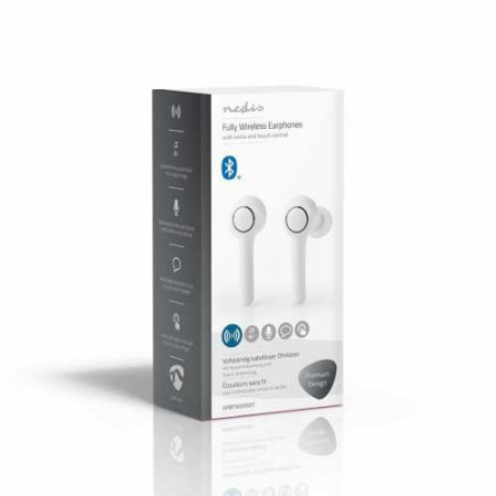 Casti Bluetooth In-Ear Nedis, redare pana la 6 ore, control vocal, carcasa de incarcare, alb [20]