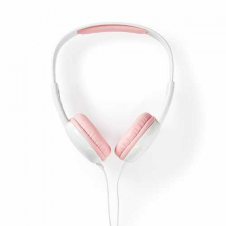 Casti cu fir On-Ear Nedis, cablu rotund, 1.2m, roz / alb [4]