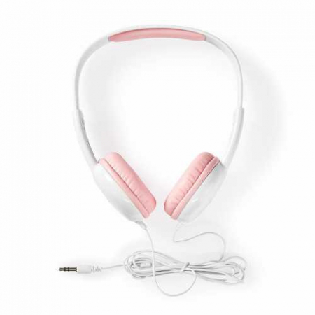 Casti cu fir On-Ear Nedis, cablu rotund, 1.2m, roz / alb [11]
