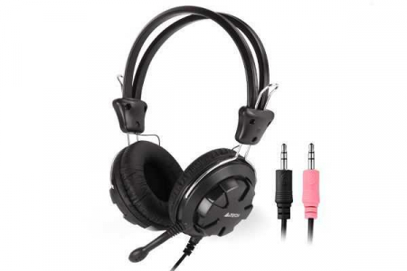 Casti On-Ear cu fir A4Tech HS-28-1, control volum, microfon, negru [0]