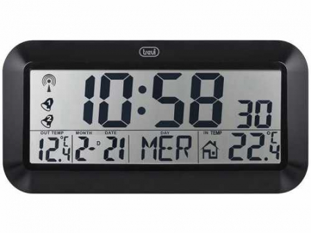 Ceas de perete digital OM 3528 D, 42cm, temperatura, calendar, negru, Trevi [1]